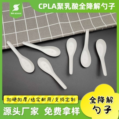思純廠家 CPLA聚乳酸全降解一次性勺子外賣餐具食品級湯勺